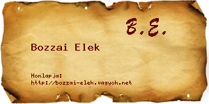 Bozzai Elek névjegykártya